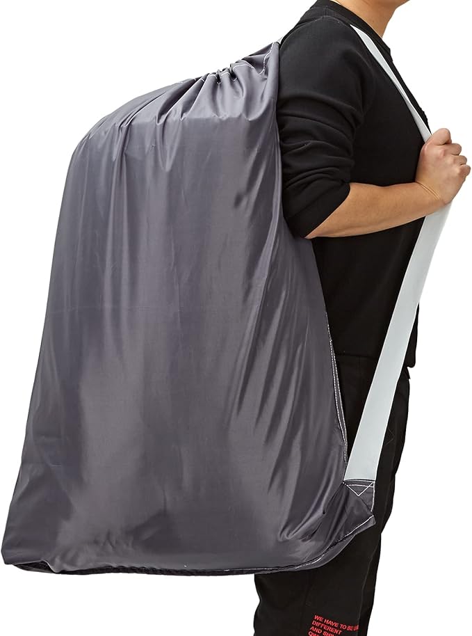HOMEST 2 Pack XL Nylon Laundry Bag with Strap Machine Washable Large Dirty Clothes Organizer Easy Fit a Laundry Hamper or Basket Can Carry Up to 4 Loads of Laundry Grey