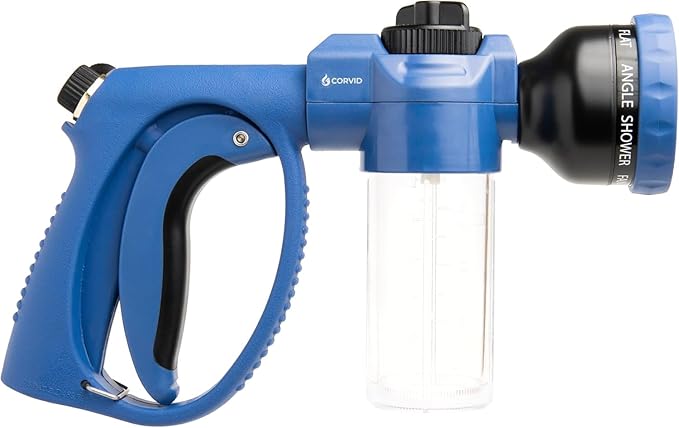 3-Pack Corvid Adjustable Nozzle with Soap Dispenser, 8-Pattern Spray Hose Nozzle for Cleaning Cars, House, and Pets - Lightweight Plastic Design