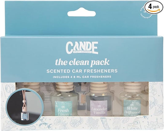 CE Craft Hanging Car Air Freshener – Fragrance Oil Diffuser with Essential Oils – Long-Lasting Aromatherapy Scents for Automobiles – 4 Pack, Clean