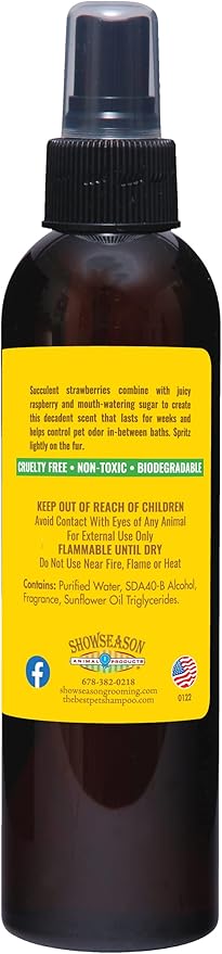 Showseason Animal Products Sensual Strawberry Dog Cologne 4.5 oz. | Pet Perfume Long-Lasting Spray, Fruity Scent