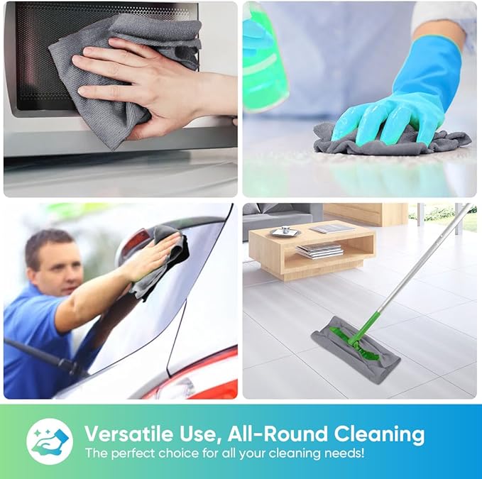 HOMEXCEL Microfiber Cleaning Cloths 20 Pack, Highly Absorbent, Lint & Scratch-Free Cleaning Rags for House Kitchen, Grey Microfiber Towels for Car 11.5 x 11.5 inch