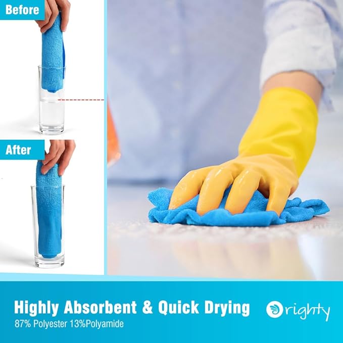 Orighty Cleaning Cloths Bulk, 150 Pack Shop Rags Reusable, Multi-Purpose Shop Towels for Cars, Microfiber Cleaning Rags for Automotive, Mechanic, Kitchen, Lint Free Towels 11.5’’ x 11.5’’, Blue