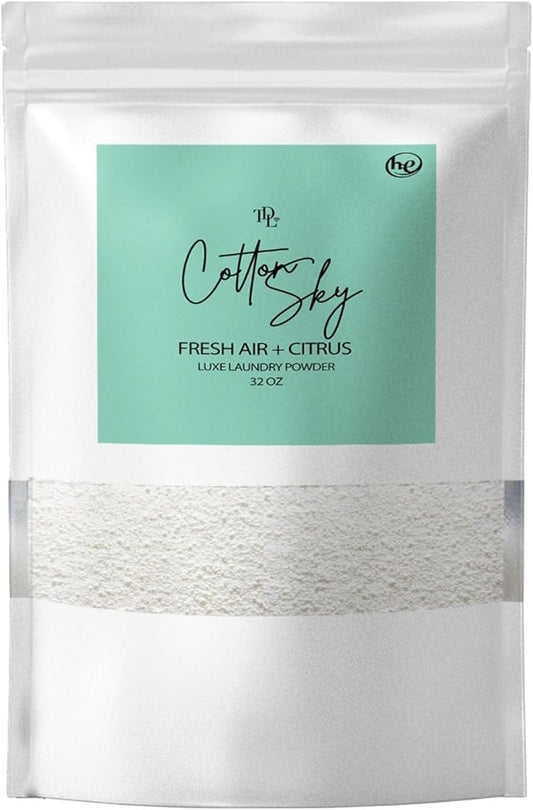 Home 'COTTON SKY',Luxury Powdered l Laundry Detergent - Fresh Air, Apple, & Kiwi| HE & Standard Machine Washing |Nontoxic | Stain/Odor Removal Concentrated, Natura (32 oz / 64 Loads)