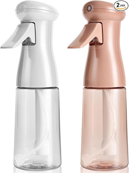 Spray Bottle For Hair, Continuous Mister Empty Spray Bottles, Ultra Fine Mist Water Sprayer for Hairstyling, Cleaning, Plants, Barbers, Salons, Essential Oil Scents - 2 Pack 6.8 OZ, White & Terracotta