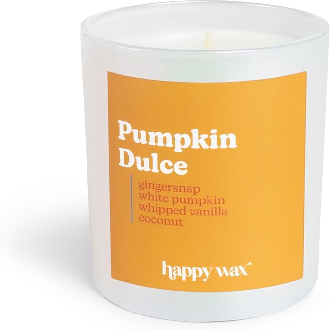 Happy Wax Pumpkin Dulce All Natural Soy Wax 1 Wick Premium Scented Candle, Infused with Essential Oils, Long Lasting 30+ Hours of Burn Time