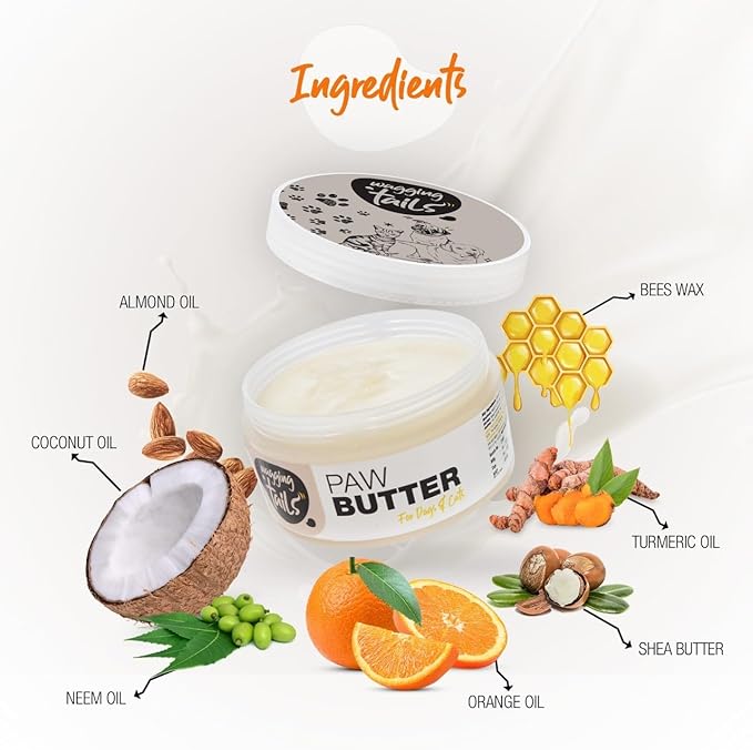 Wagging Tails 6-in-1 Paw Butter for Dogs & Cats, 1.76 fl oz Pack of 2 Turmeric & Honey-Infused Lick-Safe Balm | Relieves Elbow & Paw Discomfort, Repairs Cracks, Moisturizes Pads & Softens Snouts