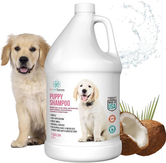 1 Gallon Tearless Puppy Shampoo and Conditioner - Anti-Itch Dog Shampoo Sensitive Skin - Coconut Oil Oatmeal Pet Shampoo for Puppies - Made in The USA