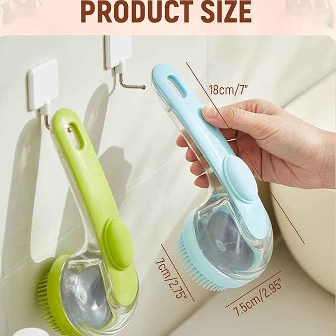 Pet Bath Brush, Pet Bath Brush with Soap Dispenser, Dog Scrubber for Bath, 2 in 1 Scrubber for Bath with Built-In Shampoo Dispenser, For Dogs, Cats & More (Blue)