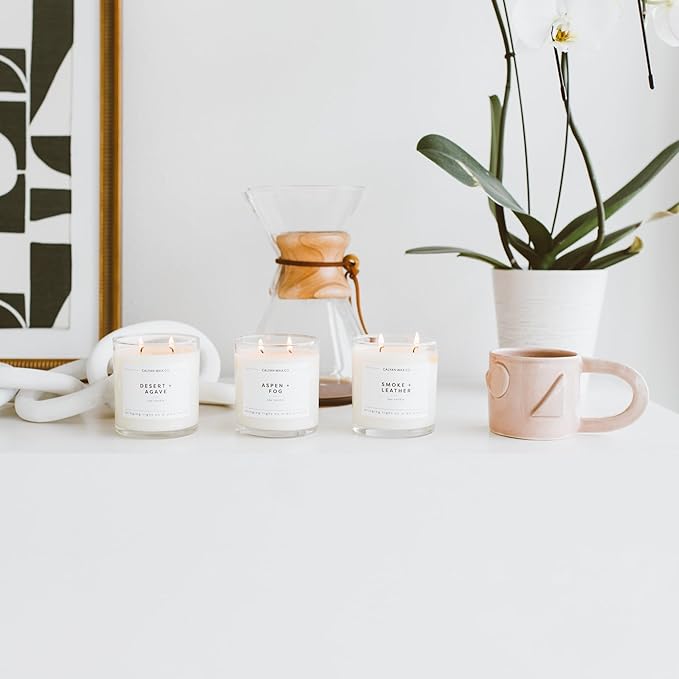 Calyan Wax Co. 2 Wick Candle, Sea Mist + Freesia Scented Candle, 37 Hour Burn Time, Aromatherapy Soy Candles, Non Toxic & Vegan Soy Wax, Glass Tumbler Scented Candles, 12.5oz