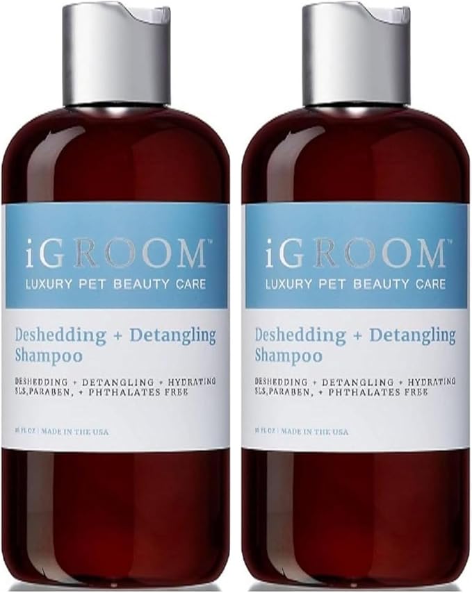 iGroom Deshedding & Detangling Dog Shampoo, Luxury Pet Beauty Care, Loosen Tangles + Unwanted Undercoat, Adds Shine + Volume, Made in USA (16 OZ) (Pack of 2)