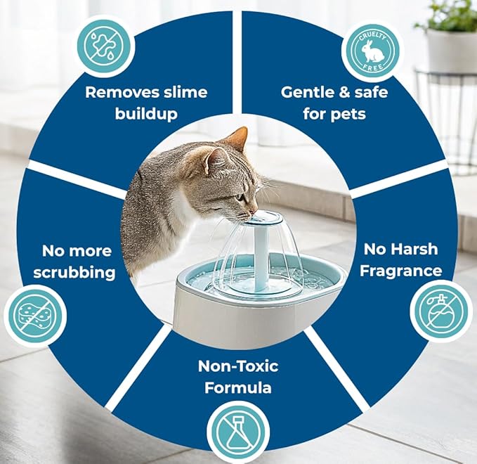 24 Pack Pet Fountain Cleaning Tablets, Removes Stains & Mineral Residue from Pet Fountains, Helps Maintain Water Flow & Pet Fountain Pump, Easy Drop-In Formula