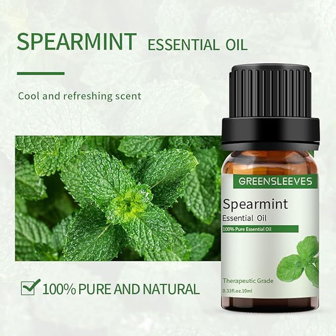 GREENSLEEVES Neroli Spearmint Essential Oil Set, 2 x 10ml Pure Plant-Based Fragrance Oil for Aromatherapy, Essential Oils for Diffuser, Massage, Bath Bomb, Scented Candle Soap Making