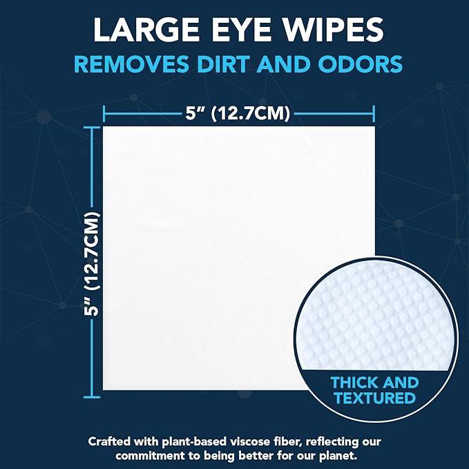 NOVEHA 100PCs Dog Eye Wipes - Tear Stain Remover for Dogs - Formulated with Chamomile and Aloe to Remove Eye Debris, Tear Stains & Eye Discharge - Plant Based, Safe, and Large 5"x5" Unscented Wipes
