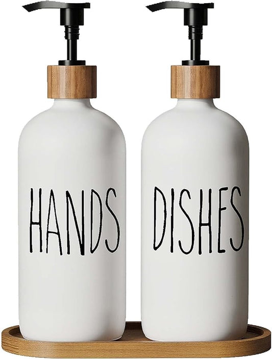 Soap Dispenser,Dish Soap Dispenser for Kitchen Sink.Glass Hand Soap Dispenser, Modern Farmhouse Decor Dish Soap Dispenser for Bathroom,Kitchen Sink Decor