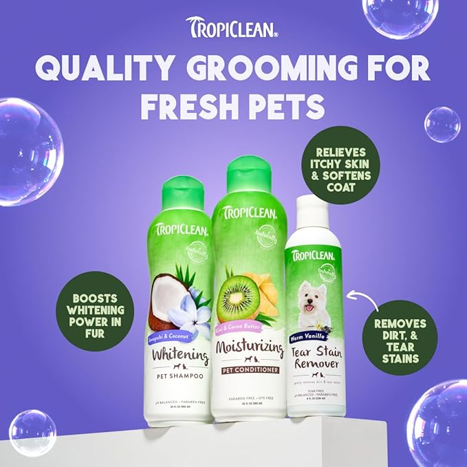 TropiClean Whitening Dog Shampoo, Professional Dog Shampoo, Whitening & Brightening, For All Coat & Color Types, Puppy Safe, Made in USA, 1 Gallon