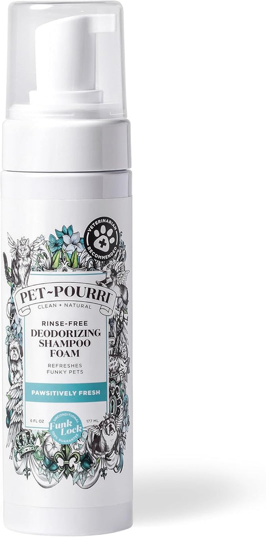 Poo-Pourri Rinse-Free Deodorizing Dry Shampoo for Dogs & Cats – Moisturizing Skin & Coat Soothing Formula - Plant Based Ingredients – Pineapple, Jasmine & Pear – No Rinse Foam Shampoo for Pet Odor