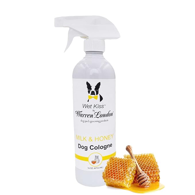 Warren London Wet Kiss Dog Cologne Spray – Milk & Honey | Long-Lasting Odor Eliminator & Coat Freshener for Dogs & Cats | 16 oz