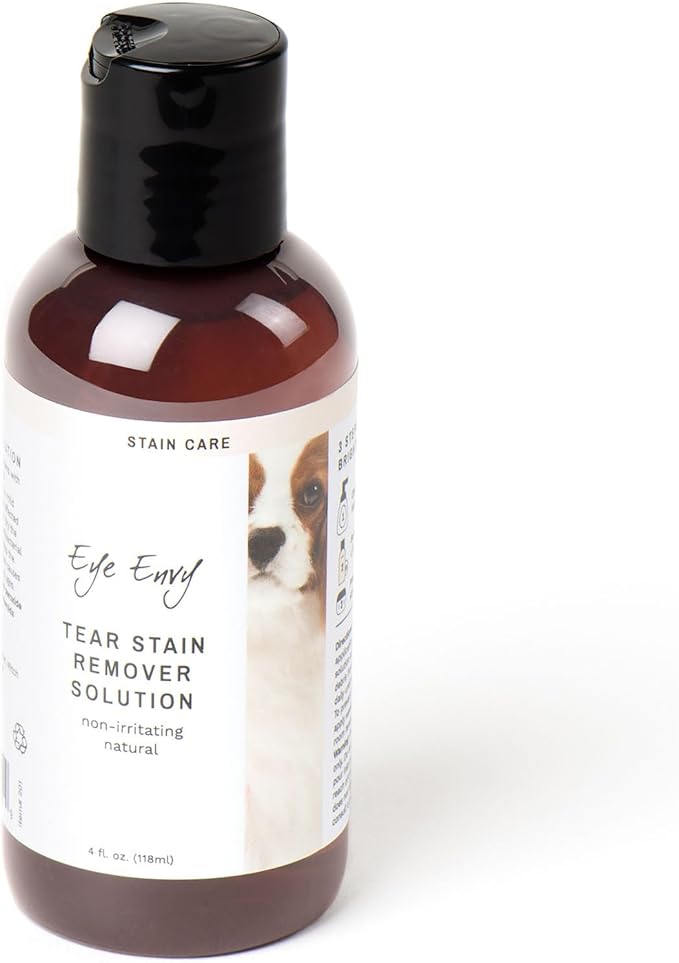 Eye Envy Tear Stain Remover Solution for Dogs. 100% Natural, Safe. Treats The Cause of Stains. Recommended by AKC Breeders, Vets, Handlers, Groomers. Contains Colloidal Silver. 4 oz. Made in USA
