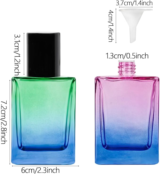 Perfume Bottles Empty Glass Atomizer Sprayer, 6 Pack 30ml Refillable Travel Spray Bottle for Fragranc or Essential Oil, Portable Cologne Atomizers with Dispensing Kit for Handbag, Date