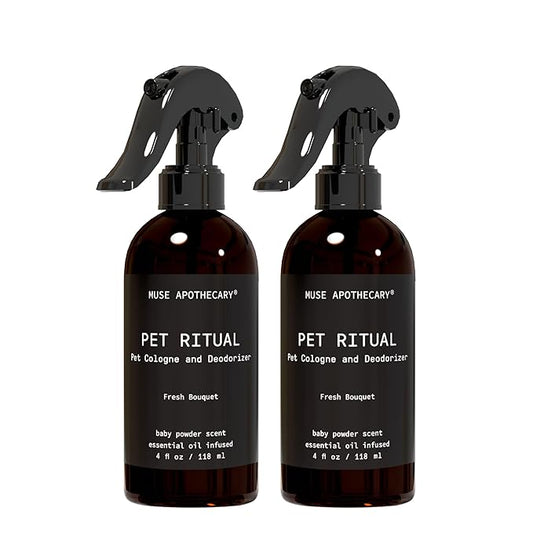 Muse Apothecary Pet Ritual Pet Cologne Spray for Dogs - Dog Perfume Spray Long Lasting After Bath - Pet Perfume for Dogs - Essential Oils Infused - 4oz, Fresh Bouquet