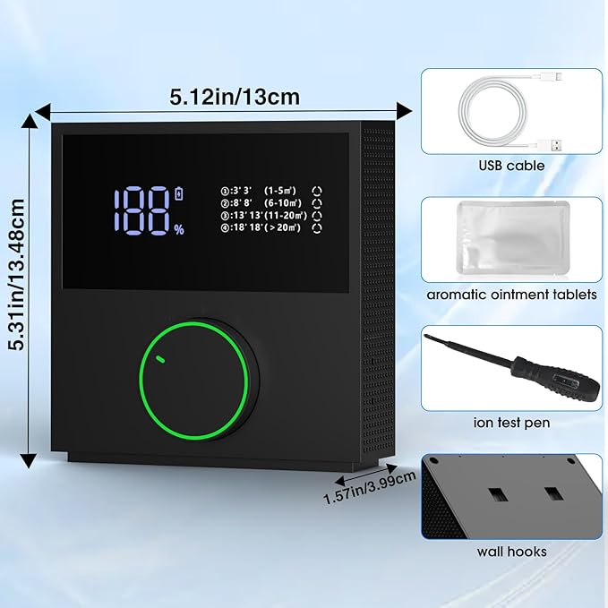 Air Ionizer – Ozone Odor Eliminator for Strong Odor 99% Cat Litter DeodorizerDog Poof Odor Removal, Plug In Negative Ion Air Purifier for Home, Air Purifier for Pets Toilet Wardrobe Shoe Garage Room