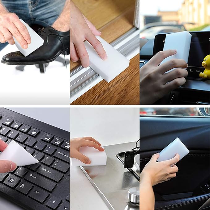 10 Pack Magic Sponge Eraser 2X Thick and Long Lasting Melamine Cleaning Sponges in Bulk - Multi Surface Scrubber Foam Cleaning Pads - Bathtub, Floor, Baseboard, Bathroom, Wall Cleaner (3.9*2.4*0.8in)