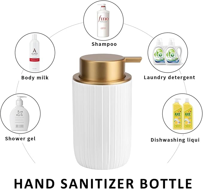 Soap Liquid Dispenser Ceramic with Easy-to-Press Pump Hand Liquid Dispenser (Can't Foam) for Shampoo Bathroom Countertop 13.5 oz