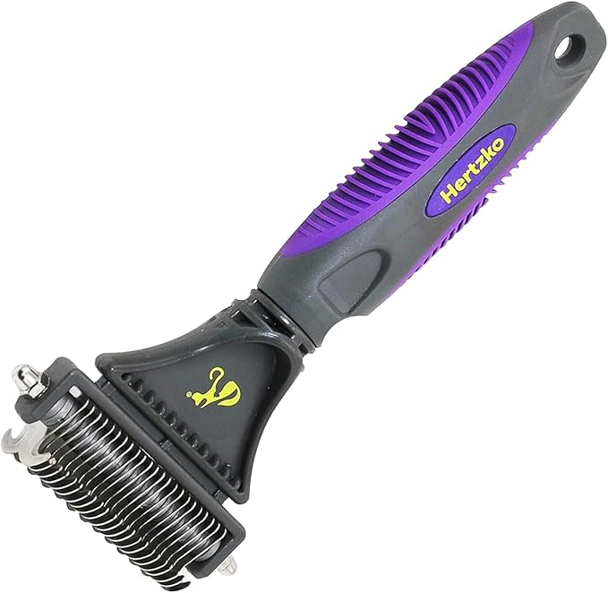 Hertzko Cat Dematting Tool Double Sided Dog and Cat Dematting Comb - for All Pets - Effortlessly Removes Tangles, Mats, and Loose Fur - Safe, Easy Grooming for Cats and Dogs