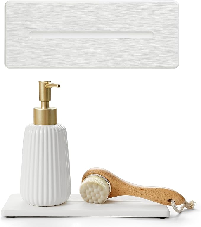 2 Pack Diatomite Stone Sink Tray, Water Absorbing Mat for Kitchen & Bathroom Counter, Quick Dry Soap Dish Makeup Vanity Caddy,Sponge Holder Organizer, White - 2pcs of 9"x 3.5"