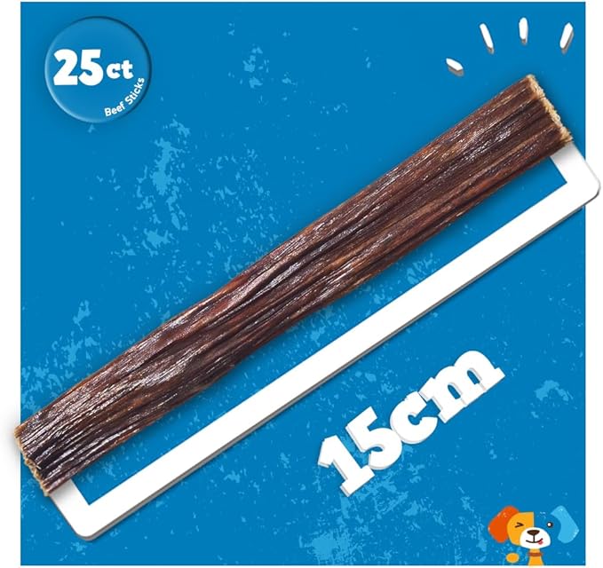 Jack&Pup 6-inch Gullet Sticks for Dogs – Odor Free Joint Health Support Dog Chews – Fresh and Savory Beef Gullet Sticks - Naturally Rich in Glucosamine and Chondroitin (25 Pack)