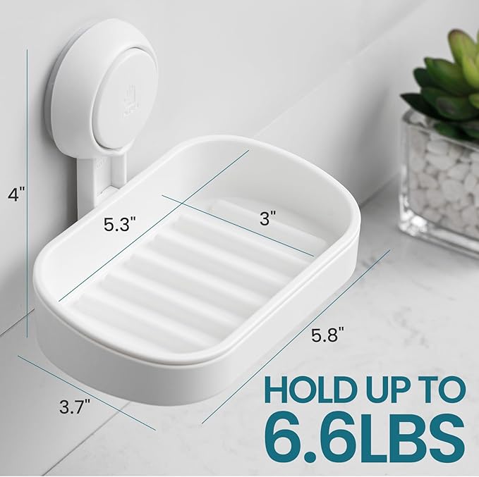 TAILI Soap Dish Soap Holder Suction Cup Powerful Vacuum Suction, Strong Sponge Holder for Shower, Bathroom, Tub and Kitchen Sink, Drill-Free, Removable
