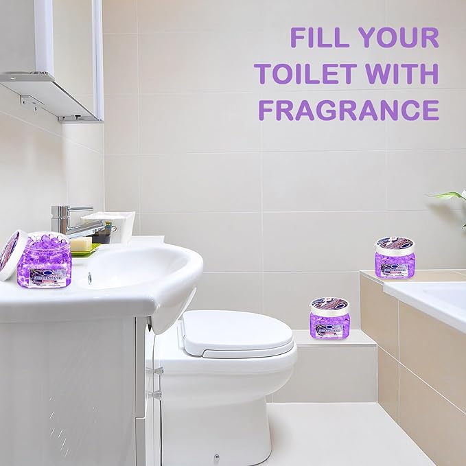 6 Pcs Air Freshener Gel Beads Bulk Odor Eliminator Beads Odor Removing Gel for Home, Bathrooms, Cars, Boats, RVs, Pet Areas, Room, Toilet 8 oz (Purple Lavender)