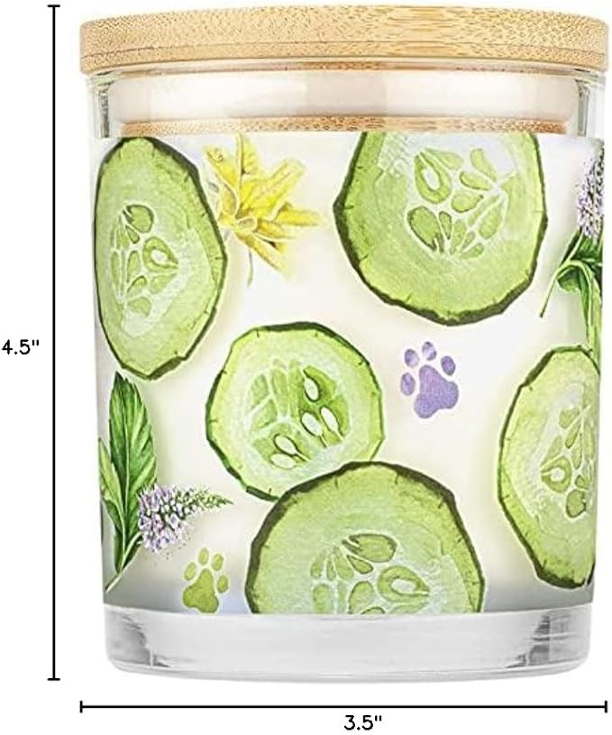 Pet House Candle Plant-Based Odor Friendly Candle, Clean Burning, Long Lasting Room Air Freshener with a 60 Hour Burn Time - Cucumber Mint