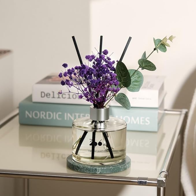 396 st. Preserved Baby's Breath Flower Reed Diffuser, Red Rose, 200ml(6.7oz) / Reed Diffuser Sets, Home Fragrance, Scented Oils, Home & Bathroom Décor