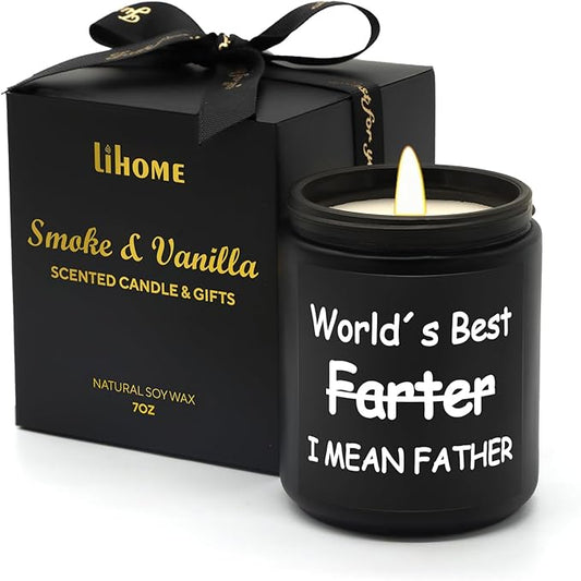 Lihome Gifts for Dad from Daughter Son - Funny Fathers Day & Birthday &Thanksgiving & Christmas Gifts, Natural Soy Wax Smoke Vanilla Scented Candle(7oz)