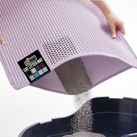GORILLA GRIP Honeycomb Cat Litter Box Mat, Two Layer Trapping Waste Mats, Soft On Paws, Litter Box Supplies and Essentials for Indoor Cats, Traps Excess, Water Resistant for Floors, 30x24 Purple