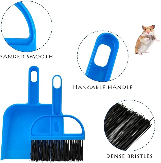 2Pcs Hamster Poop Scoop, Scooper for Hamster Sand Dish, Cleaning Supplies for Hamster, Hermit Crab & Reptile (Blue)