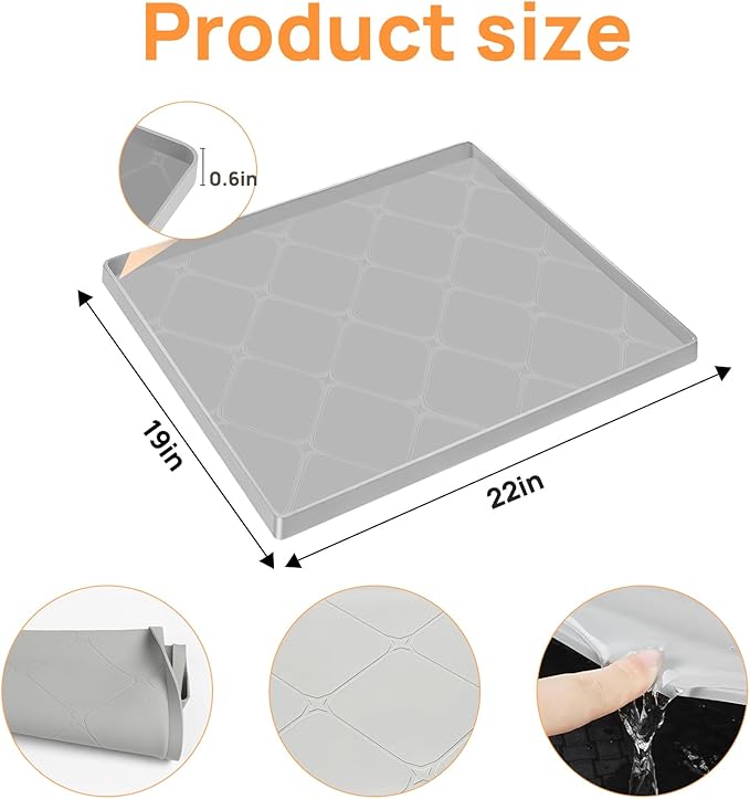 22" x 19" Silicone Under Sink Mat Thickened Kitchen Mat Shelf Liner Cabinet Protector Leakproof Under Sink Pad Waterproof Counter Protector