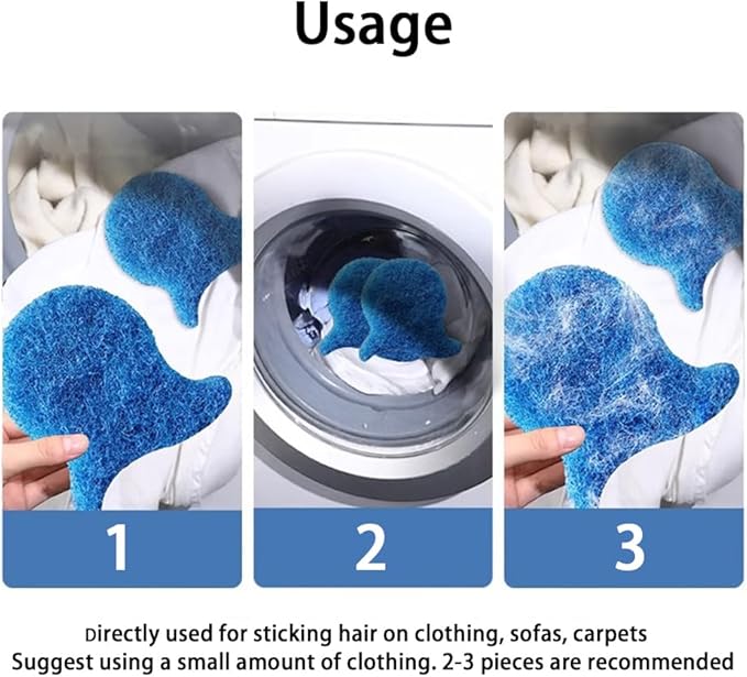 4 PCs Pet Hair Remover for Washing Machine, Reusable Pet Hair Remover for Laundry, Non Toxic Dog Hair Catcher for Washer, Bedding, Clothes (Blue)