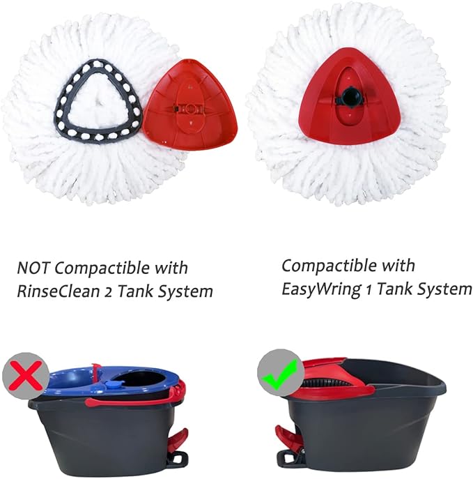 4 Pack Mop Replacement Heads Compatible with 1 Tank System Microfiber Spin Mop Replace Head Mop Refills Safe for Deep Cleaning All Hard-surfaced Floors (White 4 Pack)