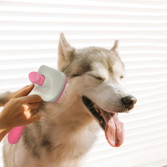 Pet Cleaning Deshedding Brush,Pet Hair Removal Brush for Shedding Massaging Grooming for Small Dogs,Cats,Rabbits(pink)