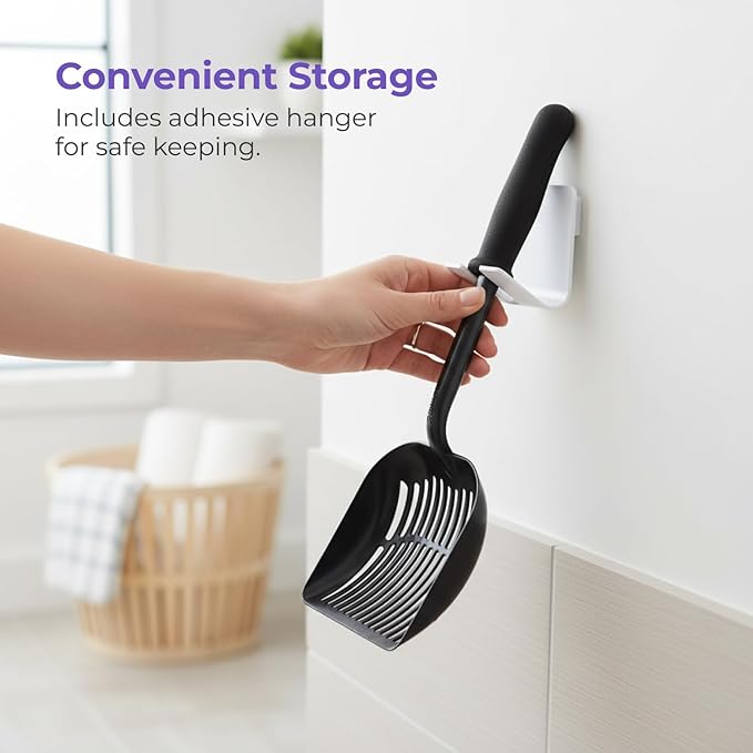 iPrimio Monster Cat Litter Scooper with 17 Inch Long Handle and Soft Grip - Sturdy Extra Large Deep Shovel Scoop - Cat Litter Scoop for Sore Hands - Kitty Litter Box Accessory