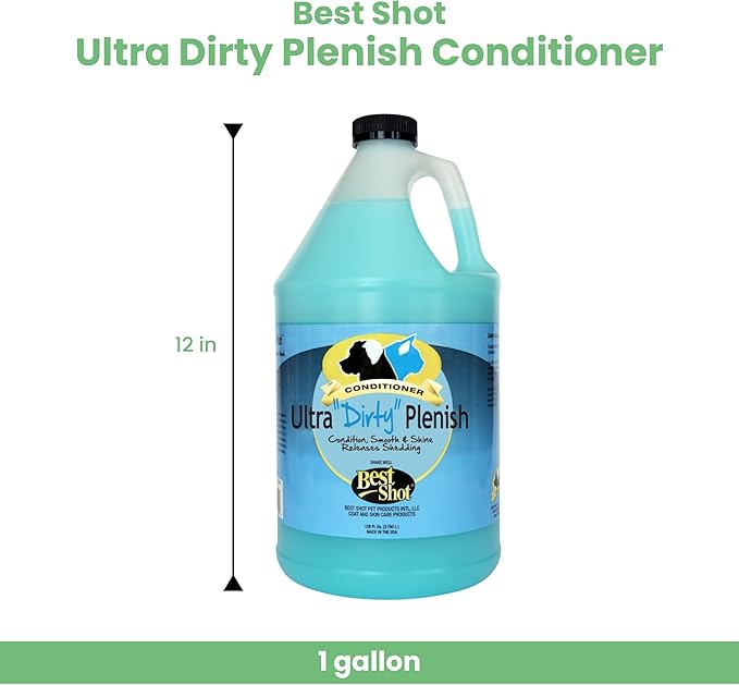 Best Shot Ultra Dirty Plenish Conditioner, Ideal Pet Grooming Conditioner, Protein-Enriched Moisturizing Formula for Dogs, Cats, and Horses, Agree Fragrance, 1 Gallon