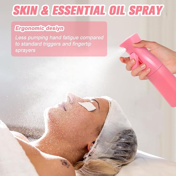 Empty Spray bottles, Spray Water Bottle Fine Mist Refillable, Continuous Spray Bottle for Hair, Skin Care, Planting, Showering Pets, Travel, Cleaning & Home (Pink 2Pack