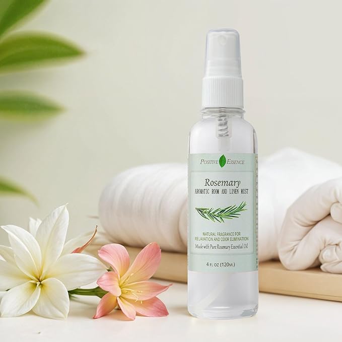 Rosemary Linen & Room Spray, Natural Aromatic Spray Made with 100% Pure Rosemary Essential Oil, Relaxing Home Fragrance (4.06 fl oz)