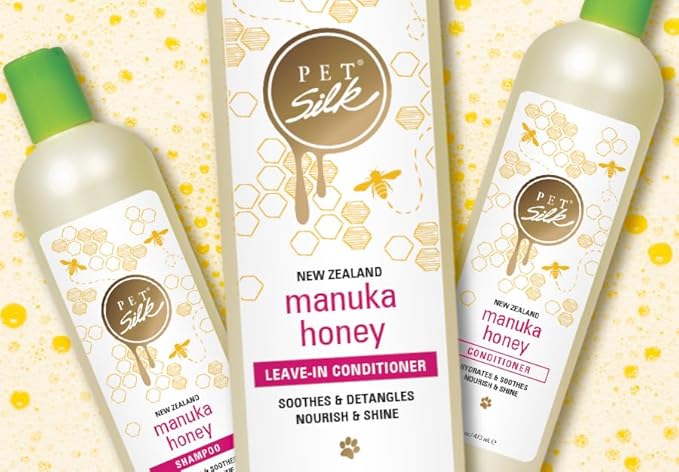 Pet Silk New Zealand Manuka Honey Shampoo, Specially Formulated to Provide Improved Hydration, Shine, Nourishment, and Soothing the Coat, Gentle for all Pets, Infused with Honey, Jojoba Oil (1 Gallon)