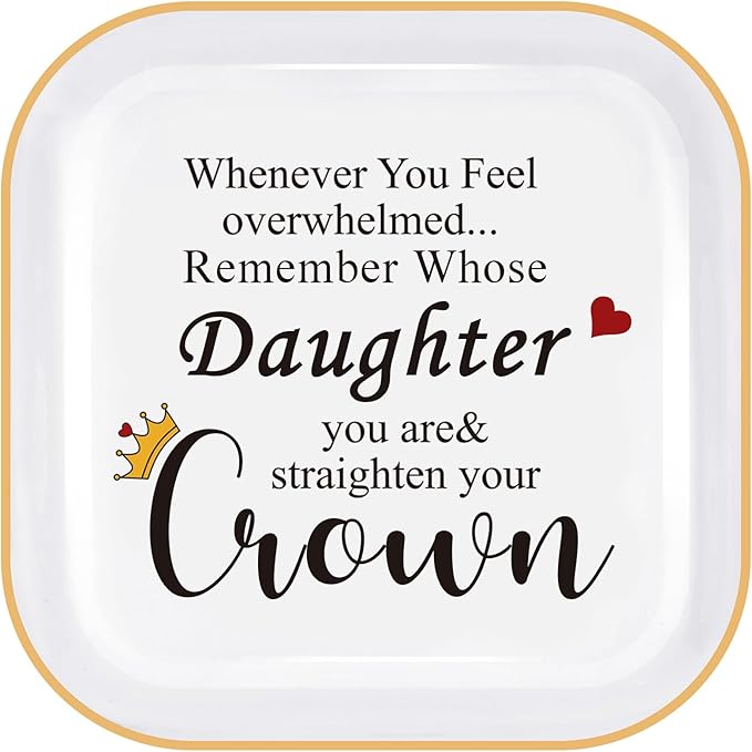 Mom's Jewelry Holder - Remember Whose Daughter You Are - Straighten Your Crown - Gifts for Daughter's Graduation, Wedding, Mother's Day, Valentine's Day