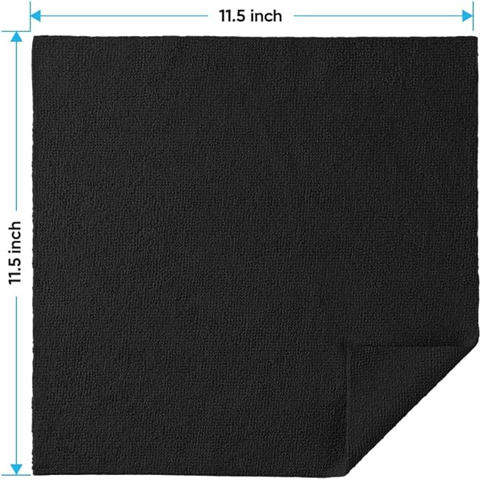 HOMEXCEL Black Microfiber Cleaning Cloths 20 Pack, Highly Absorbent, Lint & Scratch-Free Cleaning Rags for House Kitchen, Microfiber Towels for Car 11.5 x 11.5 inch
