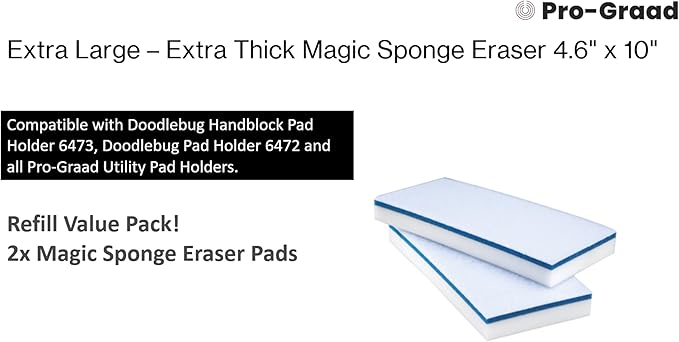 4610 Eraser Pads - 2 Pack 4.5" x 10" x 1" Commercial Grade Melamine Sponges for Floor, Tile, Grout, Baseboard, Walls-Durable & Versatile Cleaning - Pack of 2