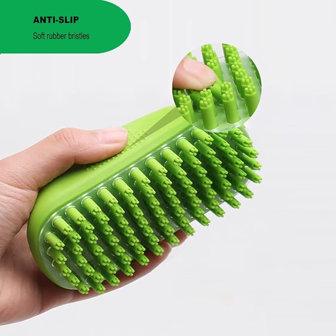 Rubber Curry Brush Dog with Removable Screen, Cat Grooming Massage Bath Brush, Soft Shampoo Scrubber Washing Scrub Comb with Silicone Bristles for Short & Long Hair Pets